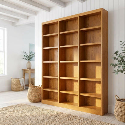 Dry Oak Finish Wall Storage Unit with Adjustable Shelves and High Capacity