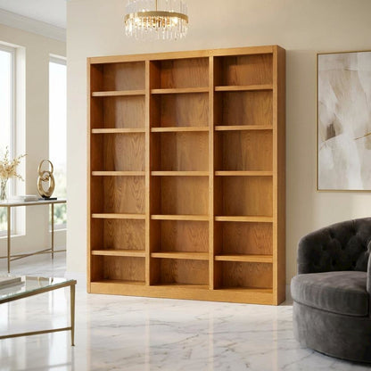 Dry Oak Finish Wall Storage Unit with Adjustable Shelves and High Capacity