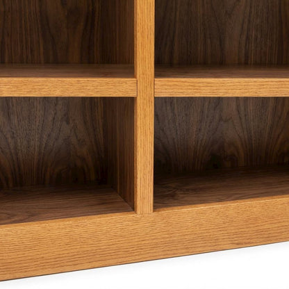 Double Wide Bookcase with Oak Finish and 12 Shelves for ample storage