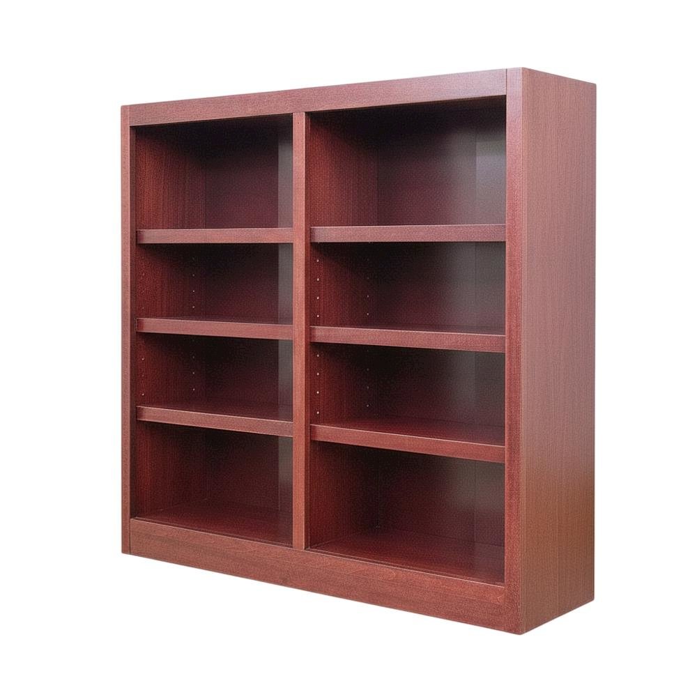 Cherry Finish Double Wide Bookcase with 8 Shelves and Adjustable Storage