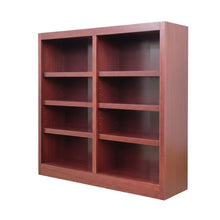 Cherry Finish Double Wide Bookcase with 8 Shelves and Adjustable Storage