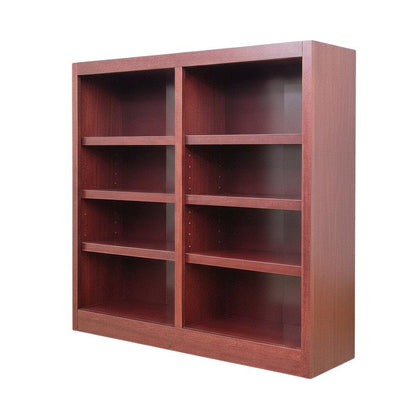 Cherry Finish Double Wide Bookcase with 8 Shelves and Adjustable Storage