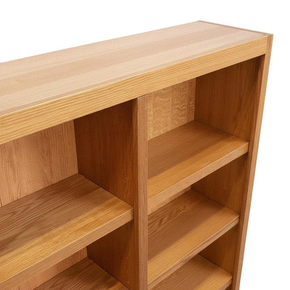 Double Wide Bookcase with 10 Shelves and Dry Oak Finish for Storage