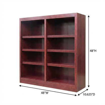 Cherry Finish Double Wide Bookcase with 8 Shelves and Adjustable Storage