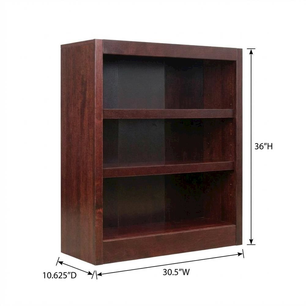 Cherry Finish Single Bookcase, Adjustable and Fixed Shelves, Living Room Storage