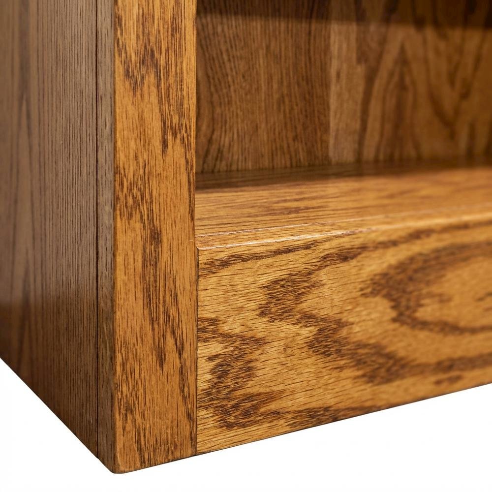 Dry Oak Finish Wall Storage Bookcase with Adjustable Shelves and Sturdy Support