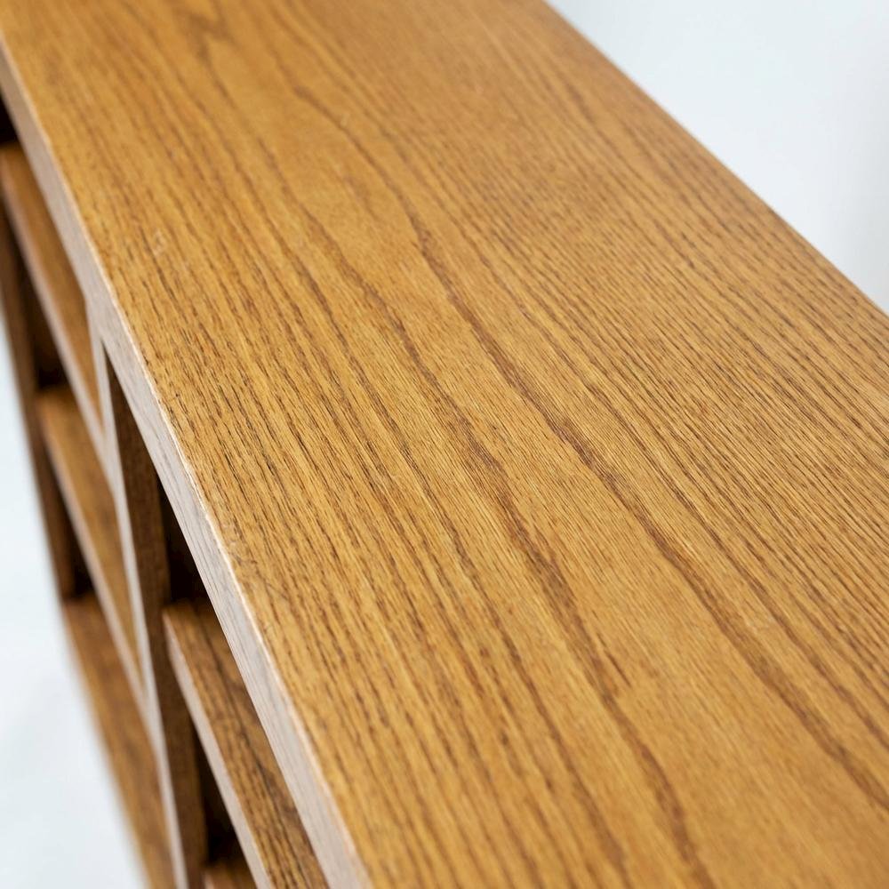 Dry Oak Finish Wall Storage Bookcase with Adjustable Shelves and Sturdy Support