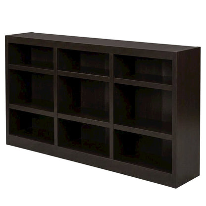 Espresso Wall Storage Unit with 6 Adjustable Shelves and Sturdy Construction