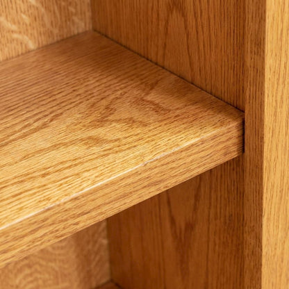 Double Wide Bookcase with 10 Shelves and Dry Oak Finish for Storage