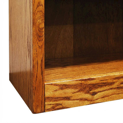 Single Wide Bookcase with 5 Shelves in Dry Oak Finish for Spacious Storage