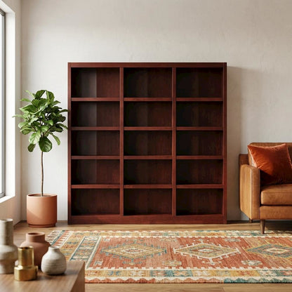 Cherry Finish Wall Storage Unit with 9 Adjustable Shelves and Spacious Design