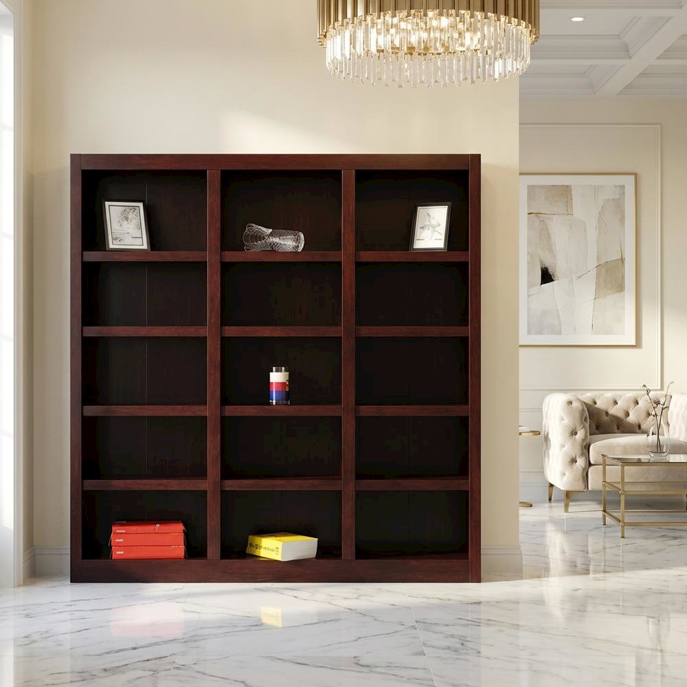 Cherry Finish Wall Storage Unit with 9 Adjustable Shelves and Spacious Design