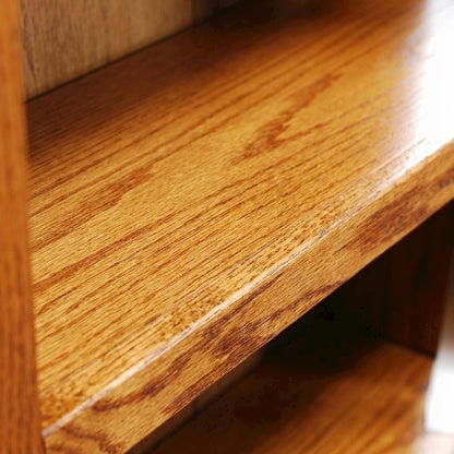 Single Wide Bookcase with 5 Shelves in Dry Oak Finish for Spacious Storage