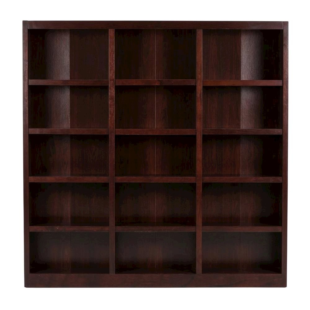 Cherry Finish Wall Storage Unit with 9 Adjustable Shelves and Spacious Design