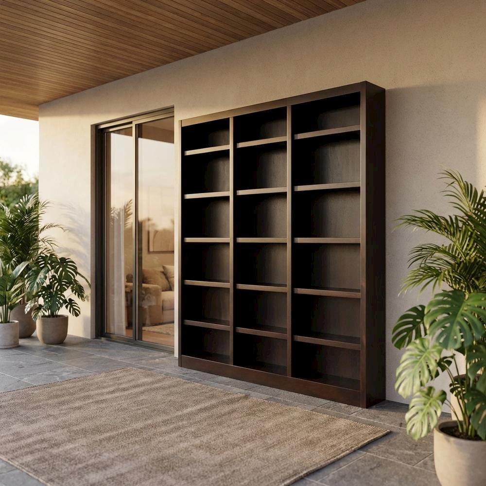 Espresso Wall Storage Unit with Adjustable Shelves and Sturdy Design