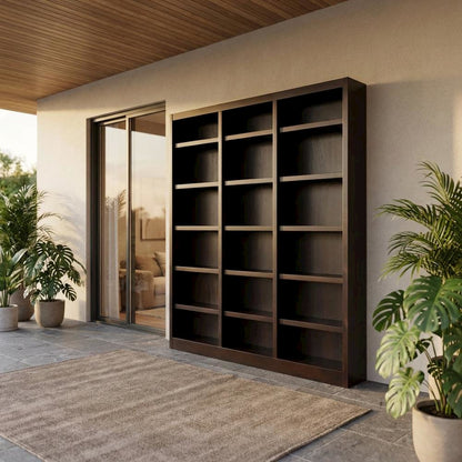 Espresso Wall Storage Unit with Adjustable Shelves and Sturdy Design