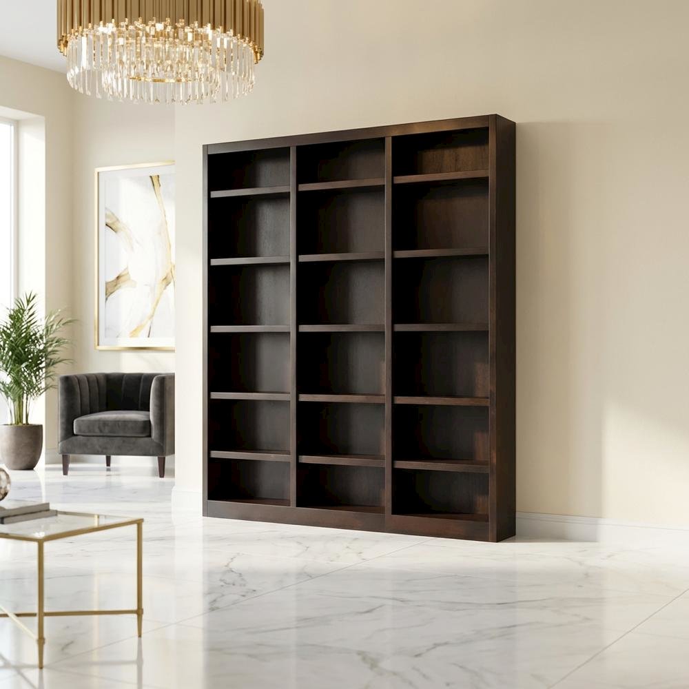 Espresso Wall Storage Unit with Adjustable Shelves and Sturdy Design