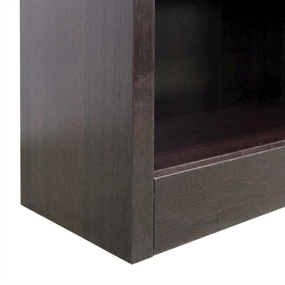 Espresso Finish Single Wide Bookcase with 3 Shelves and Sturdy Construction