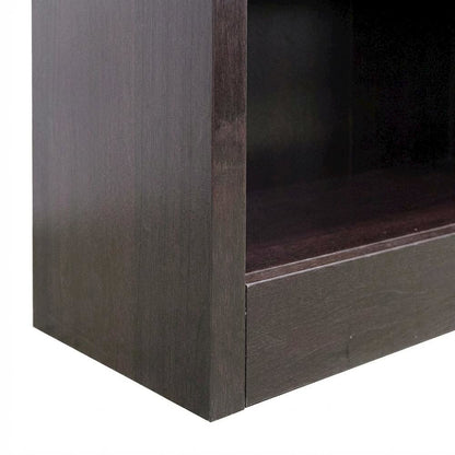 Espresso Finish Single Wide Bookcase with 3 Shelves and Sturdy Construction