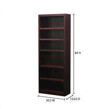 Cherry Finish Single Wide Bookcase with 6 Adjustable Shelves