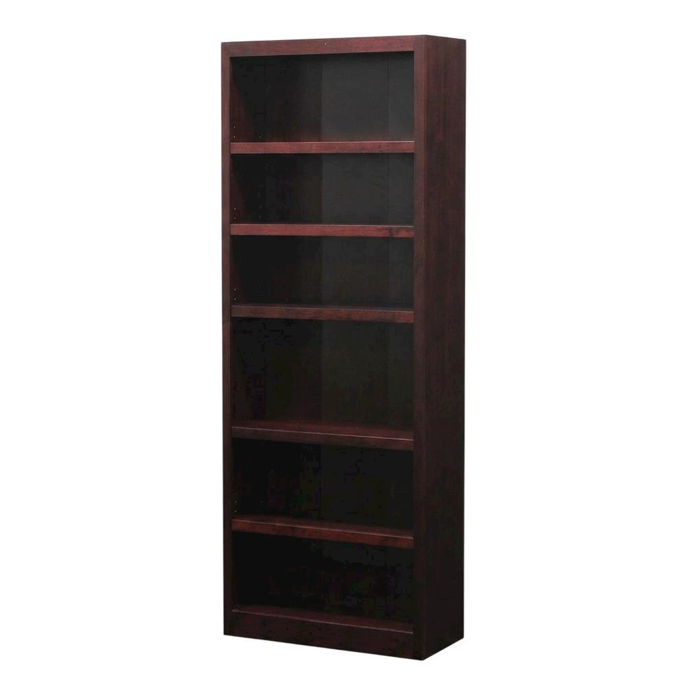 Cherry Finish Single Wide Bookcase with 6 Adjustable Shelves