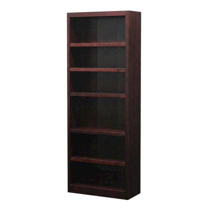 Cherry Finish Single Wide Bookcase with 6 Adjustable Shelves