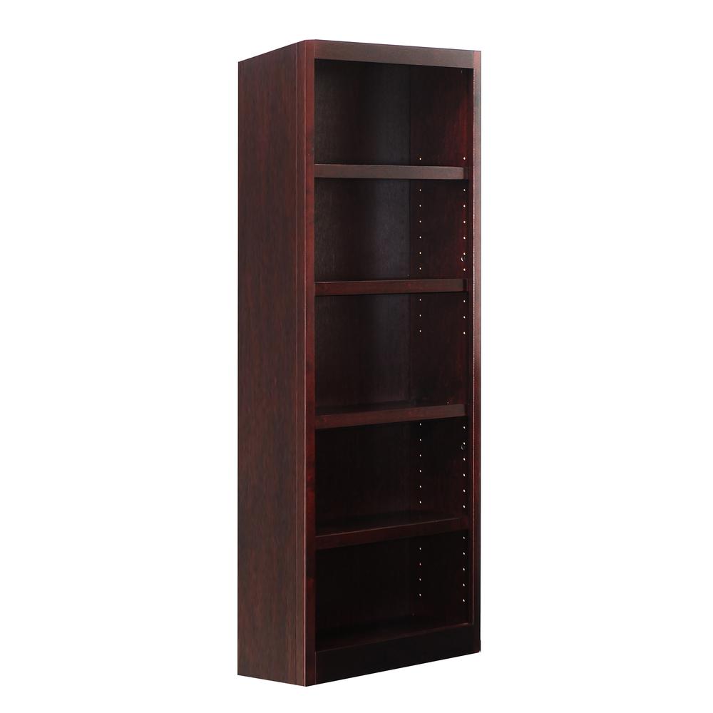 Concepts in Wood Single Wide Bookcase, 5 Shelves, Cherry Finish