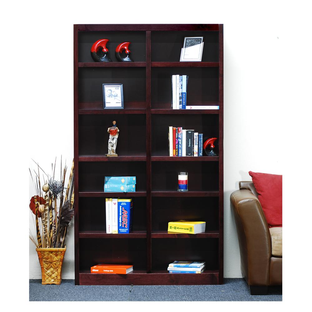 Concepts in Wood Double Wide Bookcase, 12 Shelves, Cherry Finish