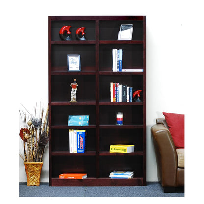 Concepts in Wood Double Wide Bookcase, 12 Shelves, Cherry Finish