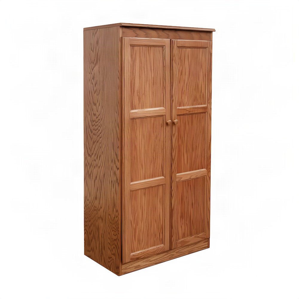 Wood-Finish Storage Cabinet with 4 Shelves and Self-Closing Hinges