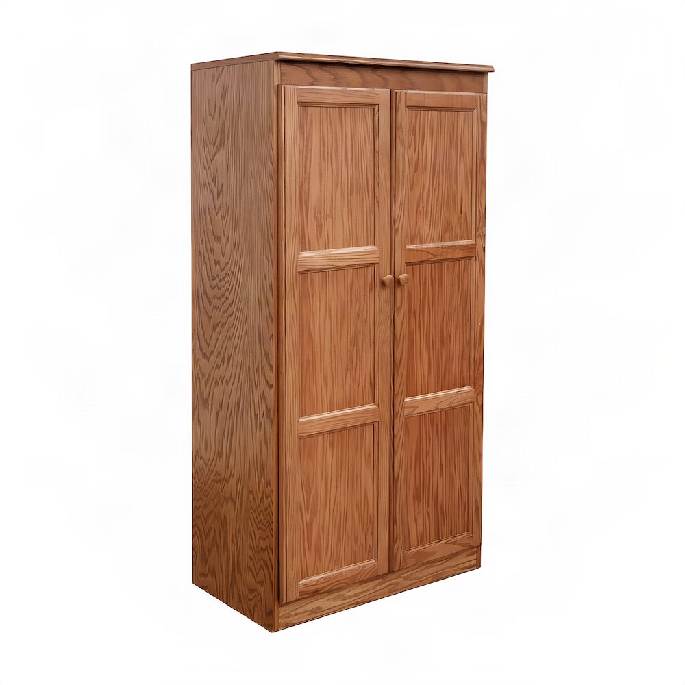 Wood-Finish Storage Cabinet with 4 Shelves and Self-Closing Hinges
