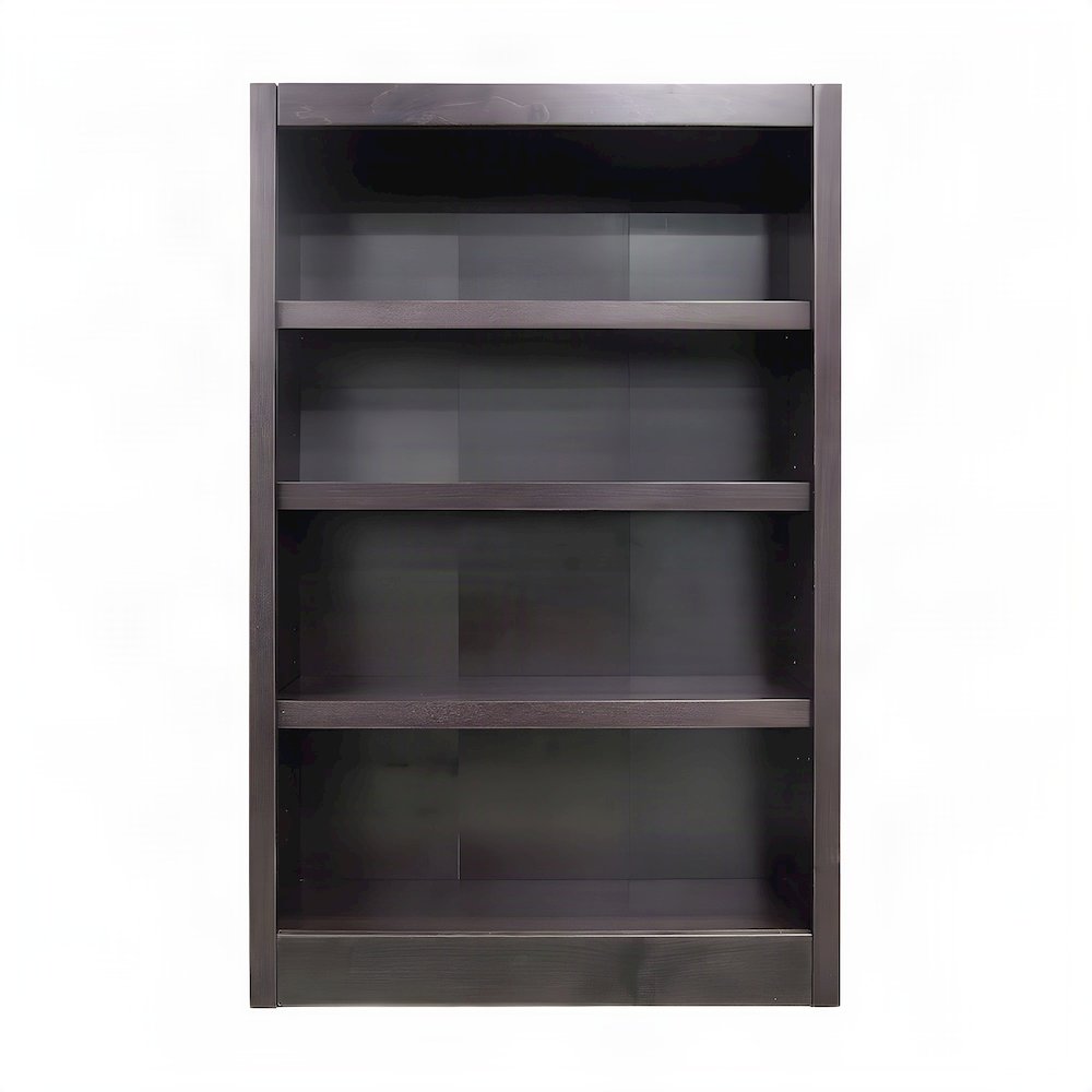 Engineered Wood Single Wide Bookcase with 4 Shelves, Open Storage, Espresso