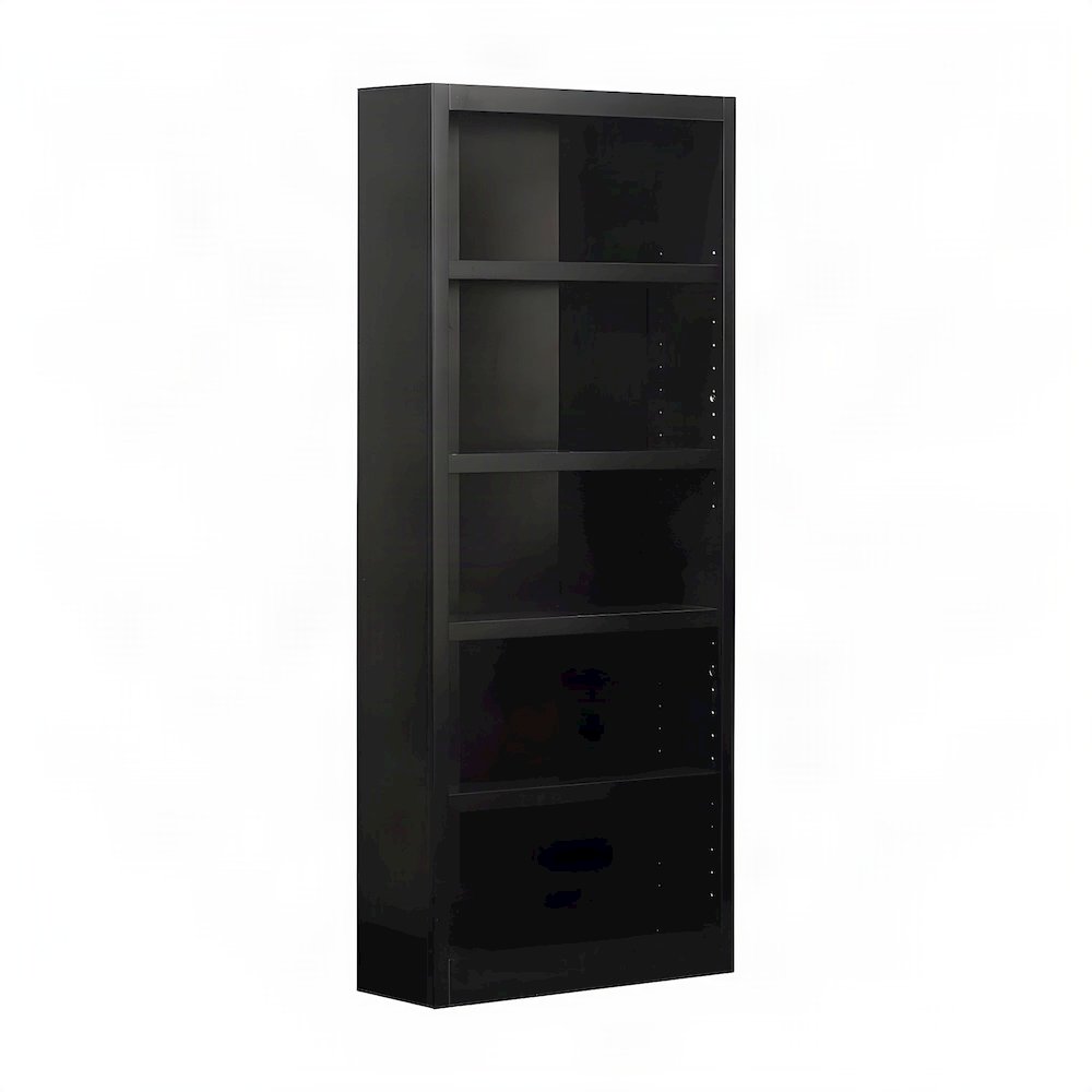 Wood Single Wide Bookcase, 5 Shelves with 70 lb Shelf Capacity, Espresso