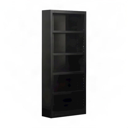 Wood Single Wide Bookcase, 5 Shelves with 70 lb Shelf Capacity, Espresso