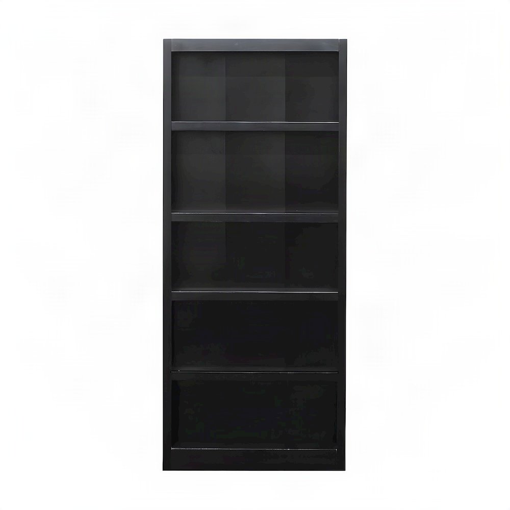 Wood Single Wide Bookcase, 5 Shelves with 70 lb Shelf Capacity, Espresso