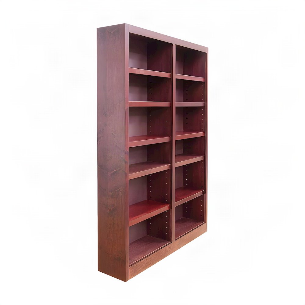 Engineered Wood Double Wide Bookcase with 12 Shelves, Floor Standing, Cherry