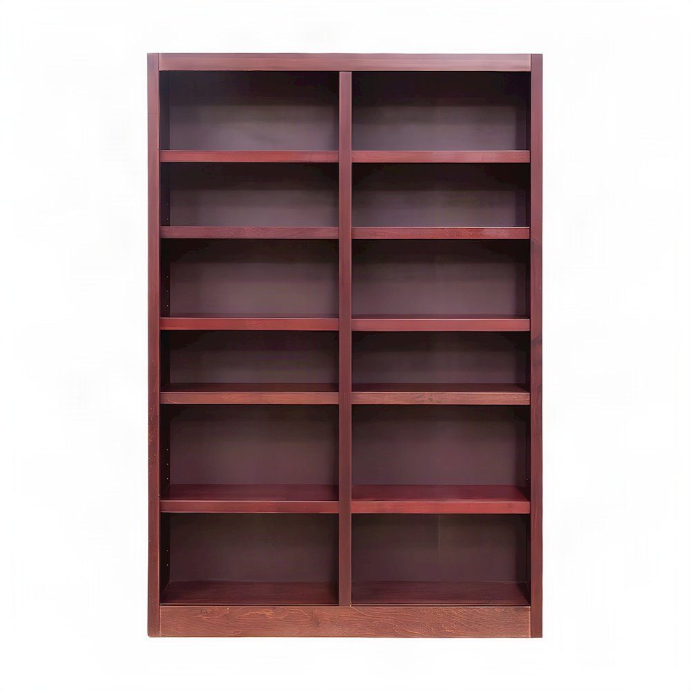 Engineered Wood Double Wide Bookcase with 12 Shelves, Floor Standing, Cherry