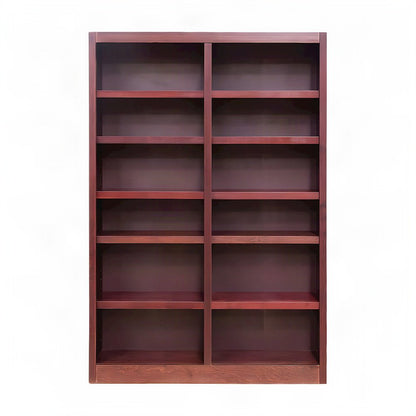 Engineered Wood Double Wide Bookcase with 12 Shelves, Floor Standing, Cherry