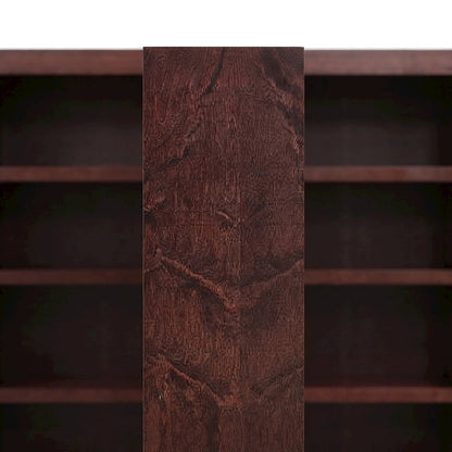 Engineered Wood Double Wide Bookcase with 12 Shelves, Floor Standing, Cherry