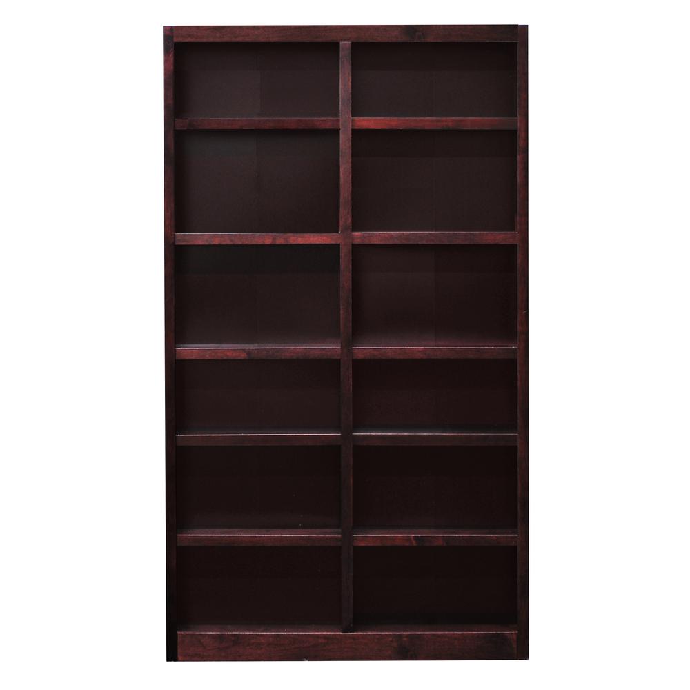 Concepts in Wood Double Wide Bookcase, 12 Shelves, Cherry Finish