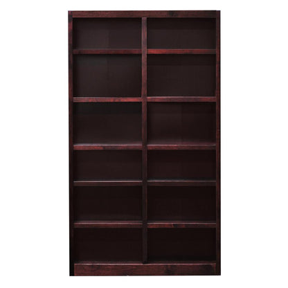 Concepts in Wood Double Wide Bookcase, 12 Shelves, Cherry Finish