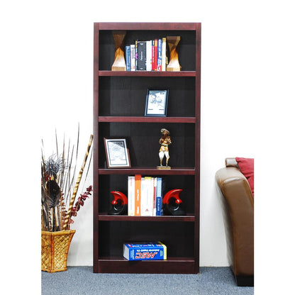Concepts in Wood Single Wide Bookcase, 5 Shelves, Cherry Finish