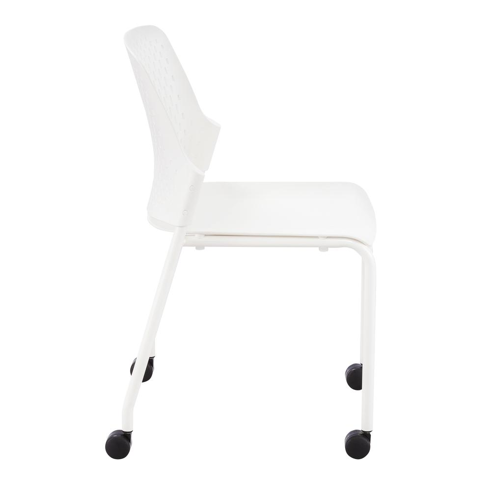 Stack Chair with Casters, White set of 4