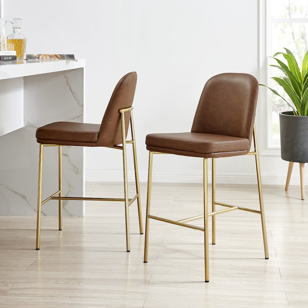 Keisha Faux Leather Counter Stool, (Set of 2)