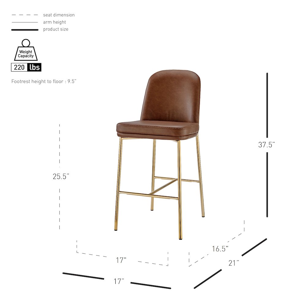 Keisha Faux Leather Counter Stool, (Set of 2)