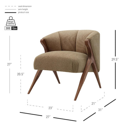 Fabric Accent Chair. Leg color: Brown.