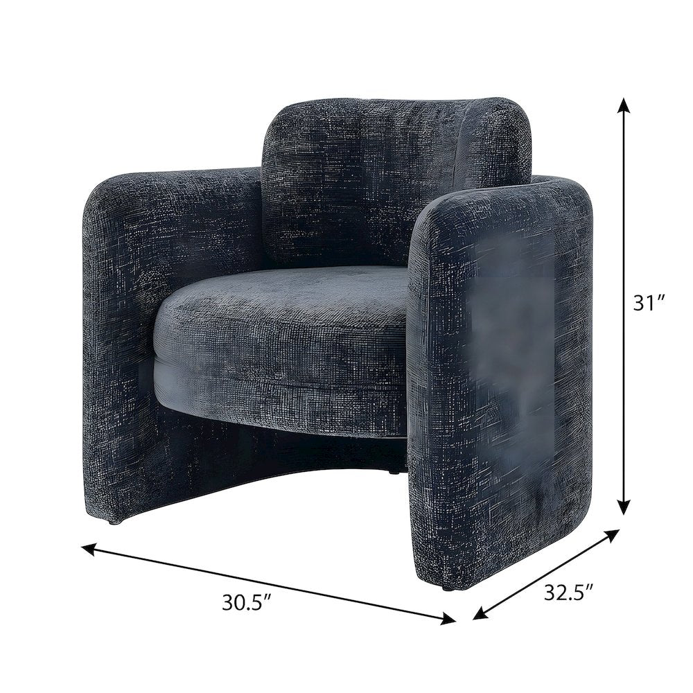 Chenille Upholstered Accent Armchair with Curved Frame, 300 lb Capacity