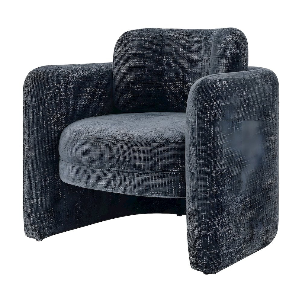 Chenille Upholstered Accent Armchair with Curved Frame, 300 lb Capacity