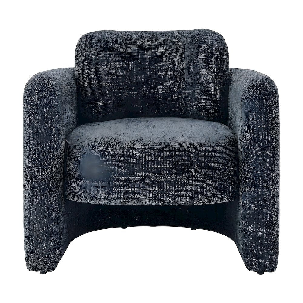 Chenille Upholstered Accent Armchair with Curved Frame, 300 lb Capacity