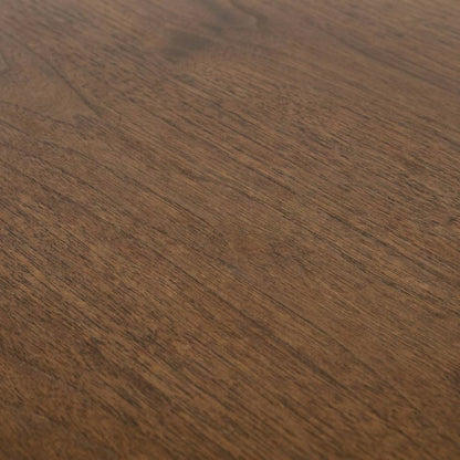 Wood Veneer Round Coffee Table with Panel-Style Legs, Living Room Accent